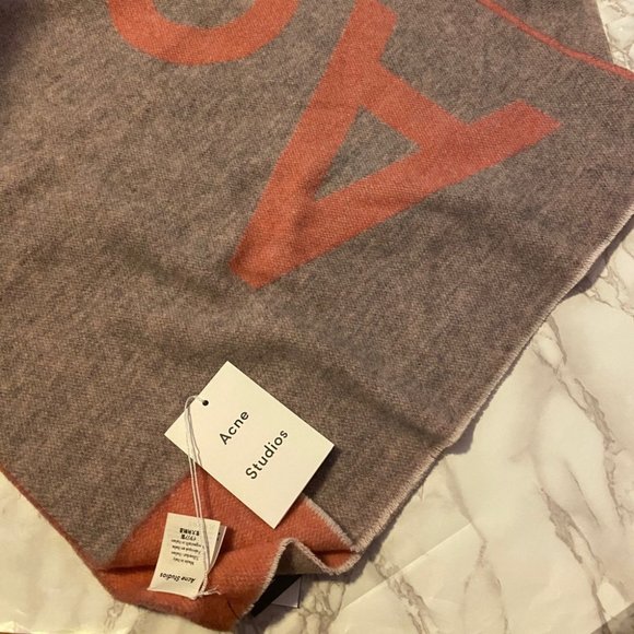 ACNE STUDIOS TORONTY SCARF DUSTY PINK GREY SCARF, authentic - Picture 3 of 6